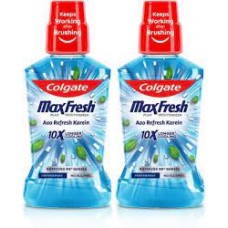 Colgate Maxfresh Plax Antibacterial Mouth Wash 24/7 Fresh Breath Peppermint 2x250ml